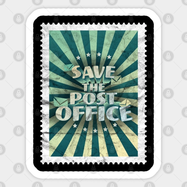 Save The Post Office Distressed Sticker by OrangeMonkeyArt